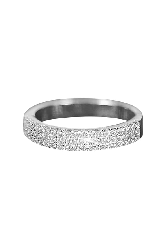 Womens Rings Three Lines Diamond Ring Elegant Rhinestone Ring Silver Jewellery Rings Women Fashion Full Diamond Zircon Rings for Women Size 5 11 Silver Rings for Women (Silver,11)