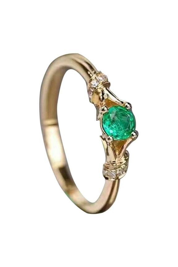 Womens Wedding Bands Emeralds Rings Rings Rose Gold Plated Inlays Emeralds Rings Rings Rose Gold Plated Inlays Rings for Women Sterling Silver Rings for Women Non Tarnish Pinky Ring(Gold,9)