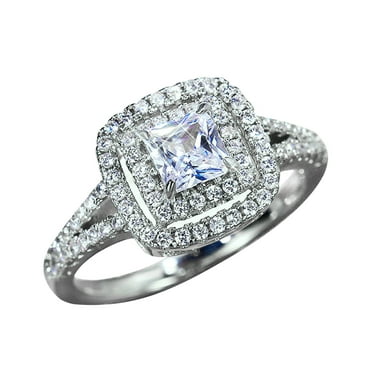 Louily Sterling Silver Princess Cut Engagement Rings Amazon