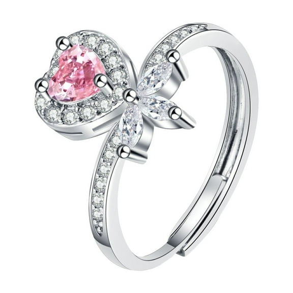 CILENON Womens Wedding Bands Light Luxury Exquisite Love Ring Fashionable And Versatile Personality High End Opening Sweet And Cool Ring Rings for Women Sterling Silver (C,One Size)