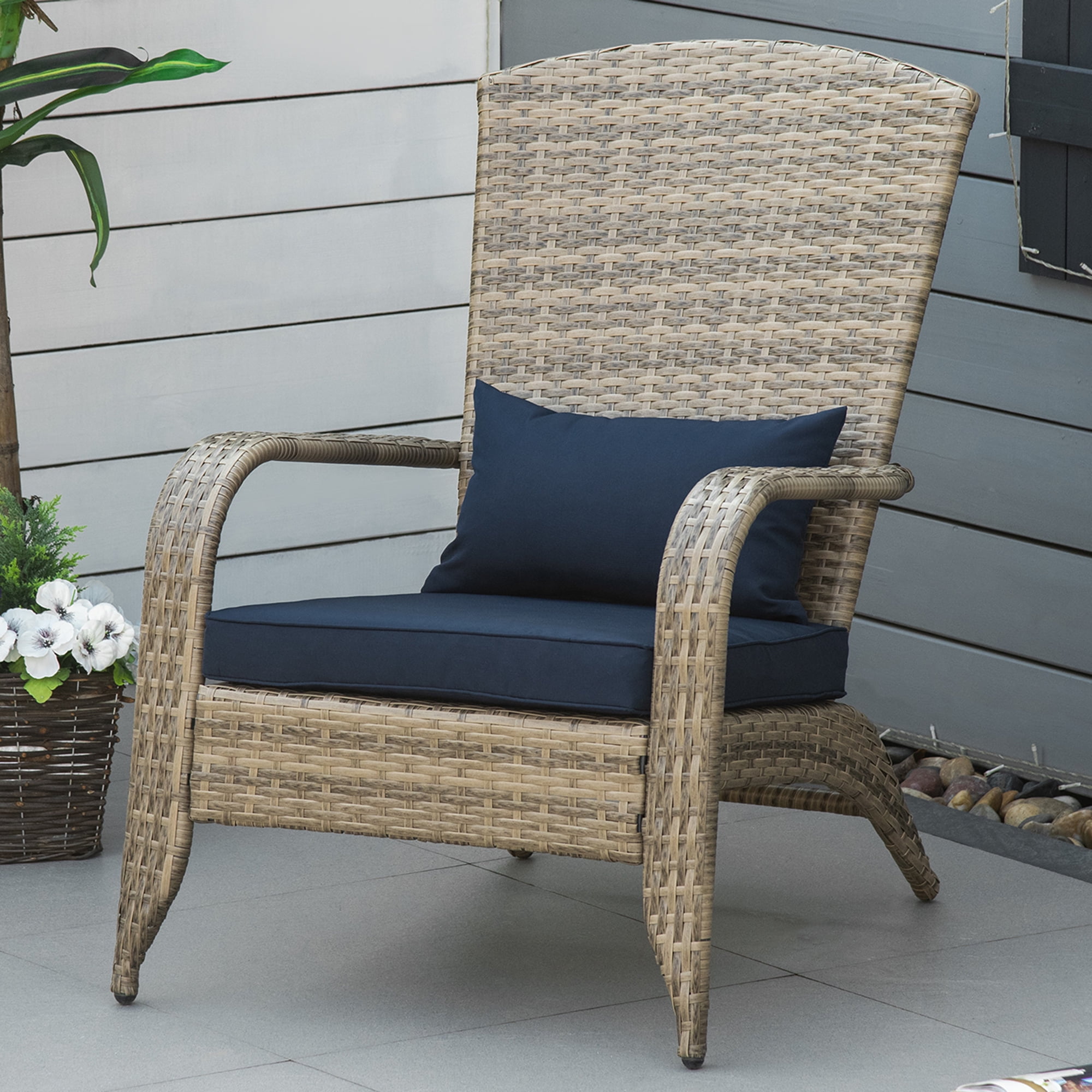 CILJKU PE Rattan Adirondack Lounge Chair – Outdoor All-Weather Wicker ...