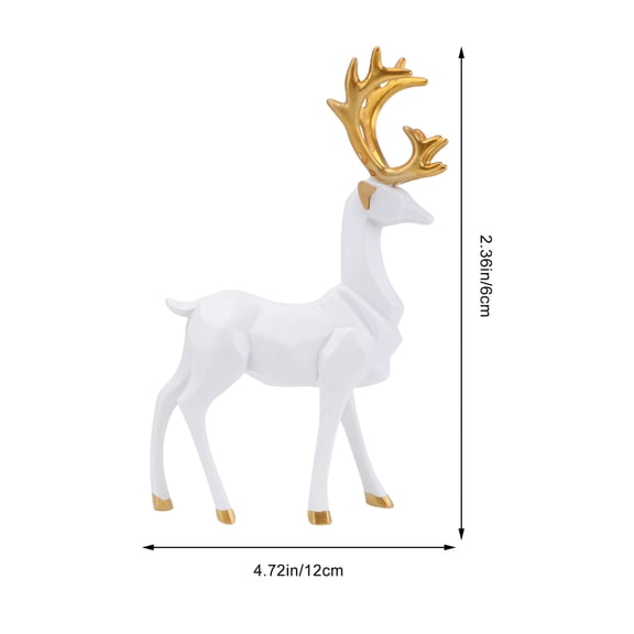 CIMAXIC deer figurine for office Elk Ornament White Synthetic Resin 1 Pair
