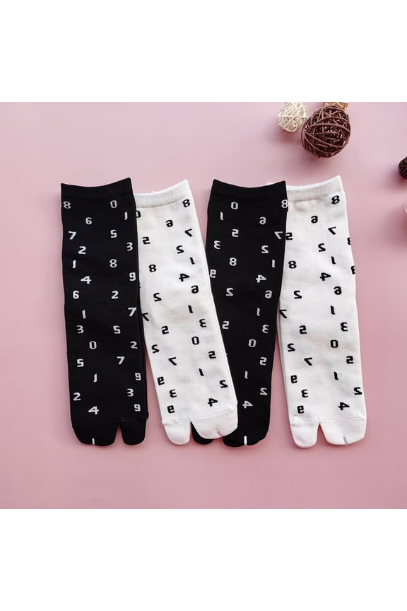 1Pair Breathable Cotton Split Toe Socks Black Two Toes Socks Comfortable for Couples