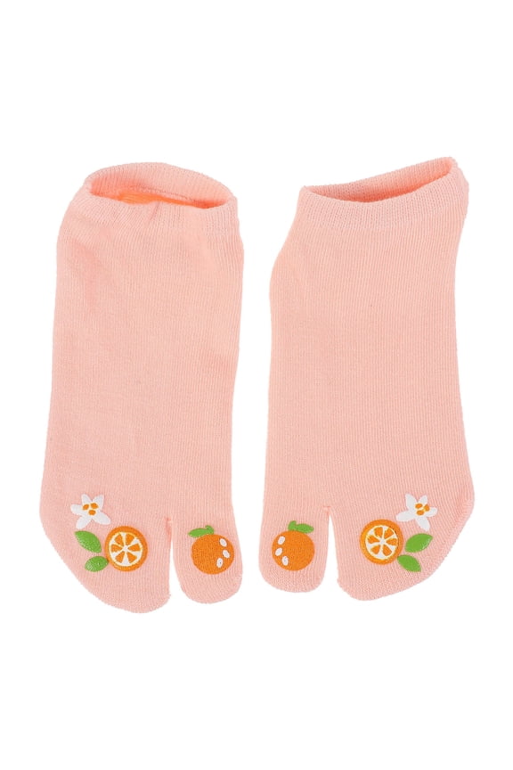 Two-Toe Socks Pink Breathable Cotton Comfortable for Wearing Use 1Pair