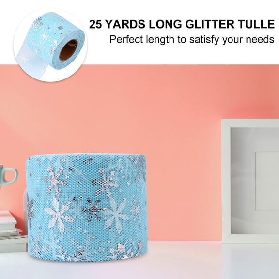 CIMAXIC 1Set Decorative Snowflake Gauze Roll Sky-blue for Craft Material Christmas Home Decoration