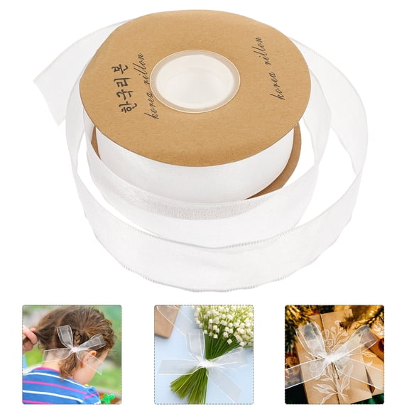 CIMAXIC 1 Roll of Party Braided Ribbon Headdress Decor White for Christmas Wrapping DIY Material