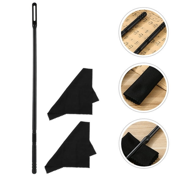 CIMAXIC Flute Piccolo Cleaning Rod Cloth Kit Black 1 Set 13.8x0.39in