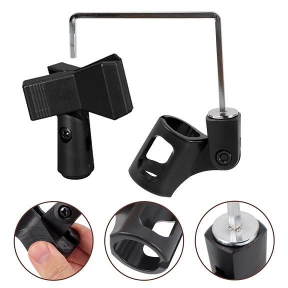 CIMAXIC Adjustable Mic Clip Microphone Lifter Metal Black 1 Set