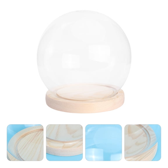 CIMAXIC 1Set Durable Glass Dome Display for Model Protection with Wooden Base and Assorted Colors