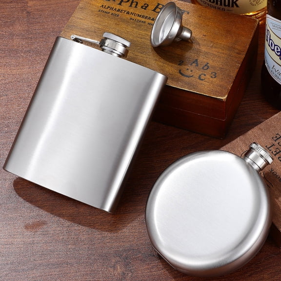 CIMAXIC 1 Set Silver Square Wine Bottle Flask Set 3.54x4.13x1.18in Good Sealing Flask For Father