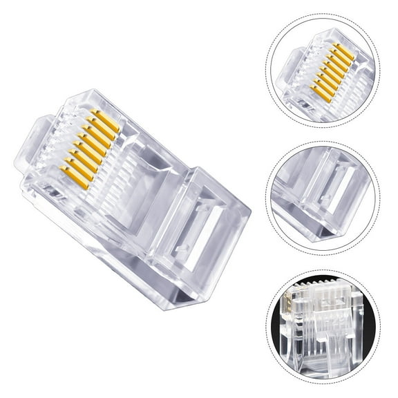 CIMAXIC 100PCS Cable Crimps Ethernet Cable Crimp Connector PC White High Performance for Laptop Use