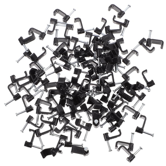 CIMAXIC 100Pcs Black Support Clamps Steel Nails Cable Fixing Tools for Home Use