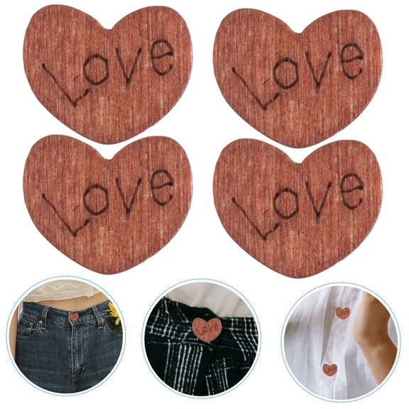 CIMAXIC 100Pcs Heart Shaped Buttons Khaki 1.50X1.20X0.30CM Wood Bamboo For Diy Craft Units