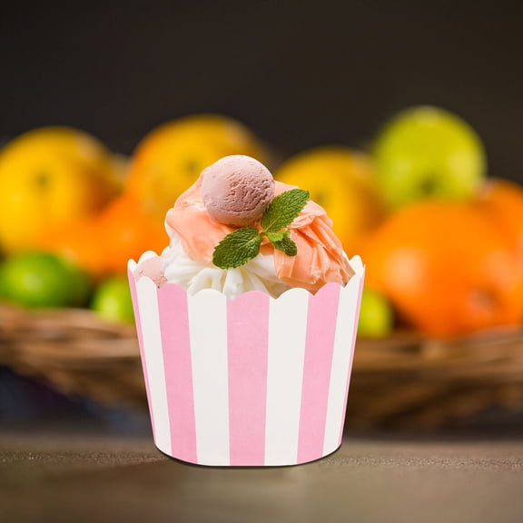 CIMAXIC 100Pcs Pink Small Cake Cups for Baking Disposable Paper Cups Eco Friendly Heat Resistant