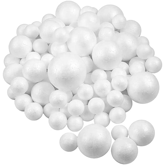 CIMAXIC 100Pcs White Foam Balls Blank Smooth Surface for DIY Crafting Decoration and Party Use