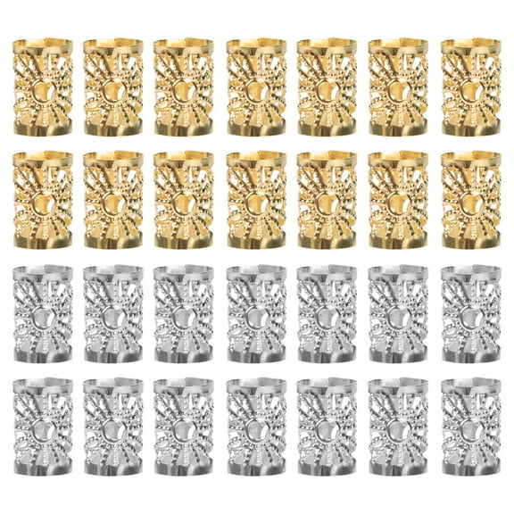 CIMAXIC 100pcs Metal Dreadlock Cuffs Hair Tube Beads for Hair Silver Durable