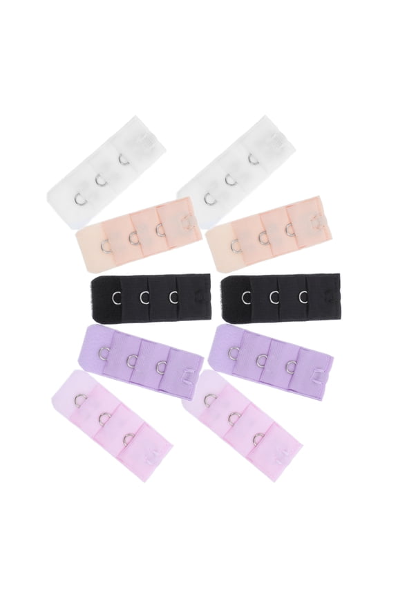 10 Pieces Womens Bra Extenders 1 Hook 3 Rows Elastic Stretchy Strap Extensions Random Colors