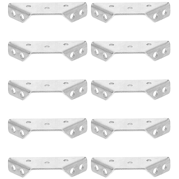 CIMAXIC 10Pcs Plated Silver Stainless Steel Furniture Corner Brace with Screw Holes for Stable Fixing