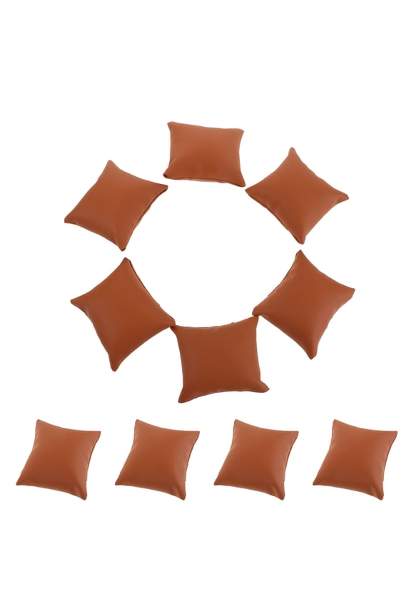Jewelry Display Pad, Brown PU, Soft Stuffed Watch Pillow, Elegant Jewelry Organizer, 10Pcs