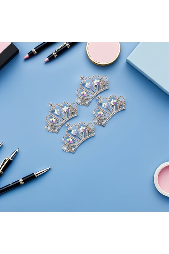 10pcs Crown Shape Rhinestone Crystal Charms Small Crown Embellishments Mini Tiaras For Diy Crafts WomenS Hair Jewelry Making Party Decorations