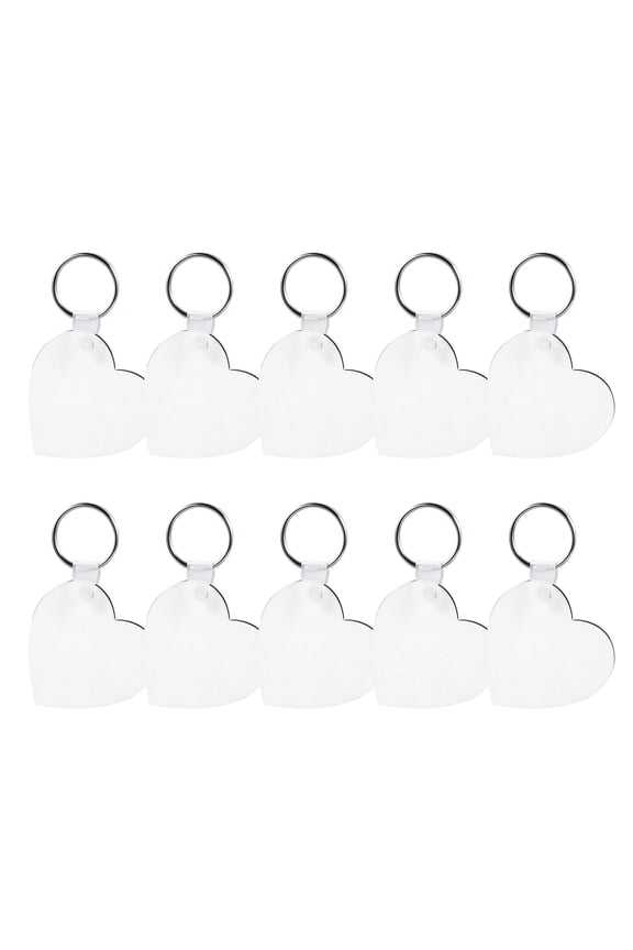 10Pcs Heart Shape Sublimation Blank Keychain in White for Decoration