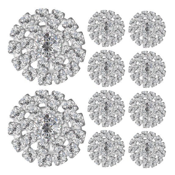 CIMAXIC 10pcs Rhinestone Fasteners Alloy Button Decoration for DIY Hair Accessories Crafting Supplies