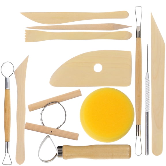 CIMAXIC 12Pieces Clay Scrapers Beige Cutting For Craftsmen 11.6X2.0X0.3In