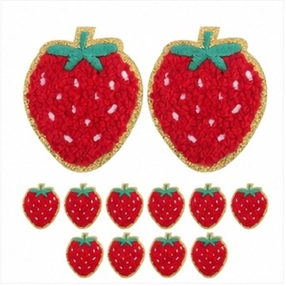 CIMAXIC Red Strawberry Iron on Patches, High Precision Embroidery, Sturdy Adhesive, 12Pcs