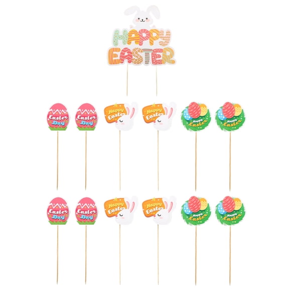 CIMAXIC 13Pcs Beautiful Multipurpose Cake Picks Assorted Colors for Easter and Birthday Parties