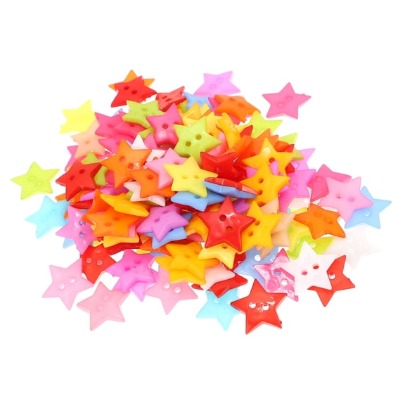 CIMAXIC 150pcs Crafters Buttons Five-pointed Star Craft Buttons Assorted Color for