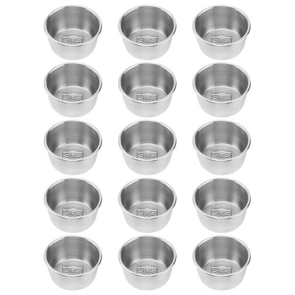 CIMAXIC 15Pcs Reusable Condiment Cups for Seasoning Storage in 304 Stainless Steel and Simple Style