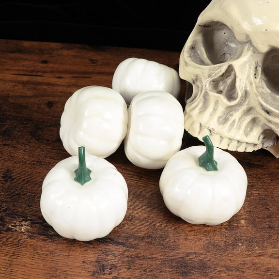 CIMAXIC 16Pack Pumpkins For Crafts Beige White 2.4 x 2.4 x 2.4in DIY Craft Realistic Simulation Pumpkin