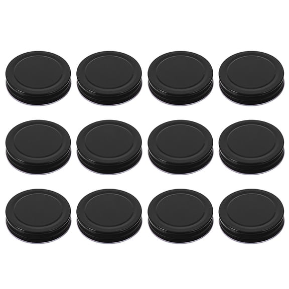 CIMAXIC 16Pcs Black Jar Replacement Lids Tinplate with Vertical Groove for Easy Opening