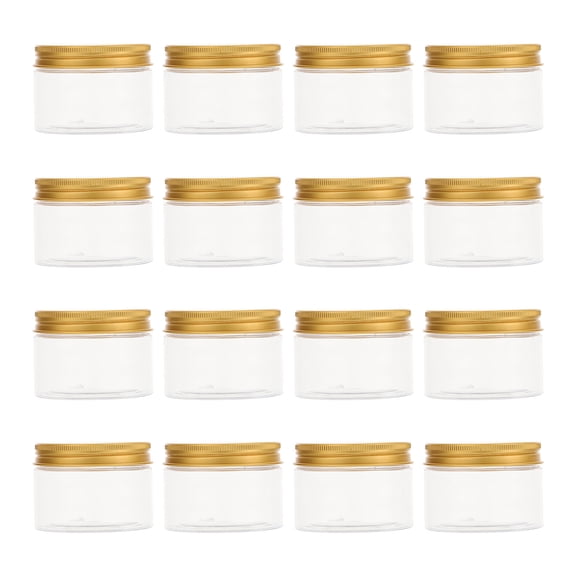 CIMAXIC 16Pcs Refillable Cosmetics Cream Jar Golden Compact Storage Bottle for Creams