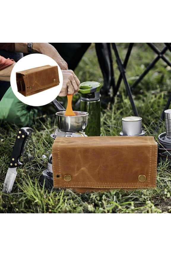 1Pack Camping Spice Storage Supply Khaki Canvas Rectangular Reusable Spice Holding Bag For Gardening
