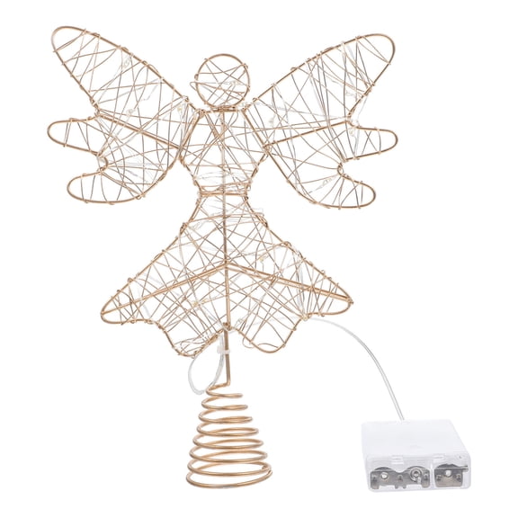 CIMAXIC 1Pack Tree Topper with Light Iron Golden Angels for Home Decoration and Parties