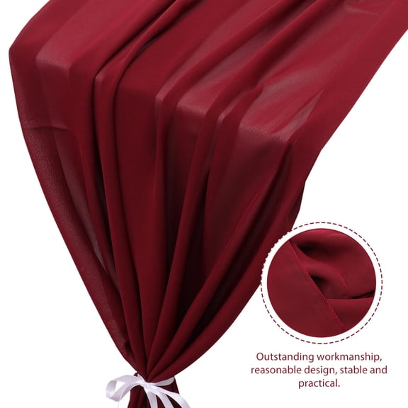 CIMAXIC 1Pack Dark Red Chiffon Table Runner For Holiday Table Runner Wedding Reception Decor