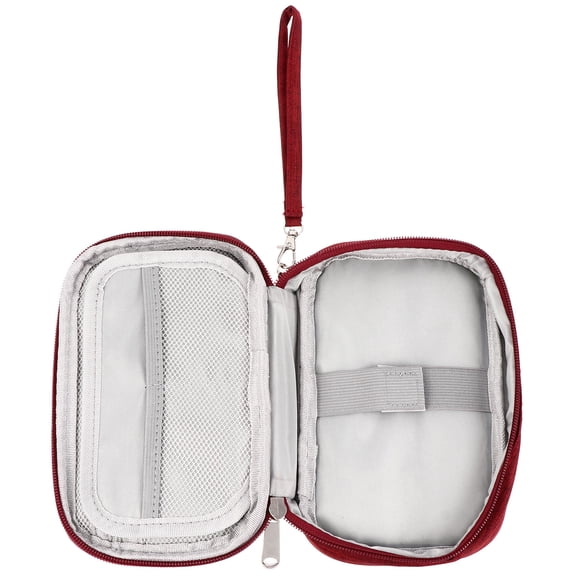CIMAXIC 1Pc Dark Red USB Cable Bag with Convenient Zipper and Mesh Compartment for Accessories