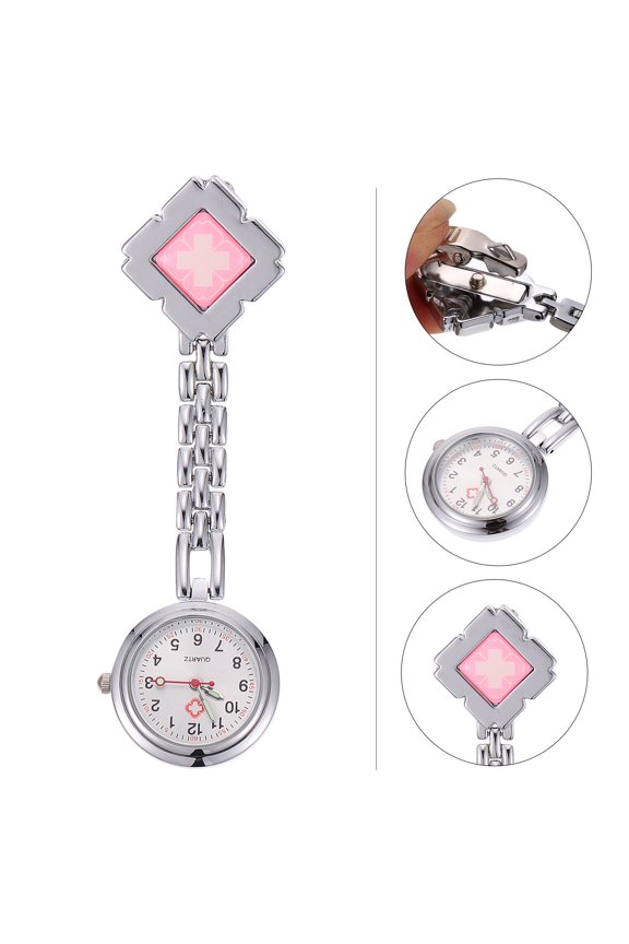 1Pack Pocket Watch Fob Pink Quartz Timekeeping Classic Design for Women Nurses