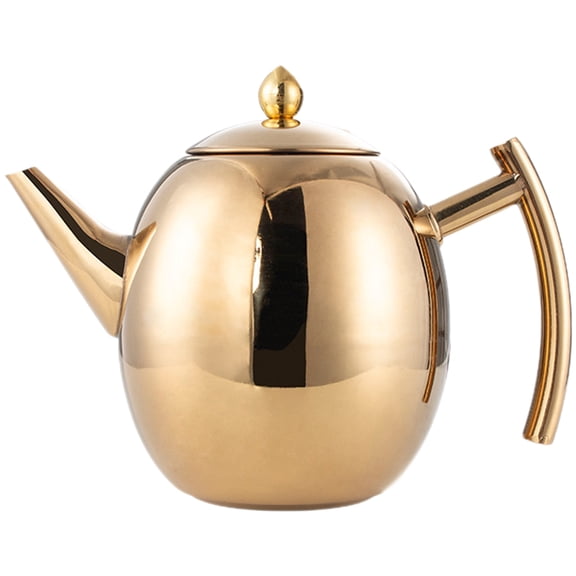 CIMAXIC 1Pack Golden Stainless Steel Tea Pot for Coffee and Tea Brewing 1L Capacity 17X11.8X11.8in With Strainer