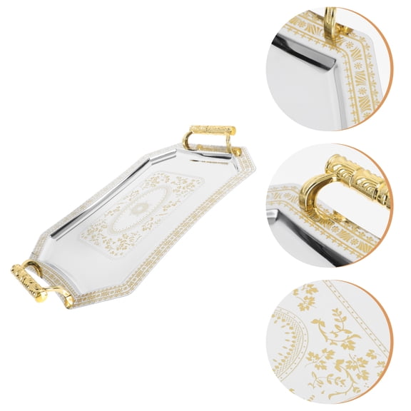CIMAXIC 1Pc Vintage Style Golden Rectangular Storage Tray for Wedding Or Home Decor