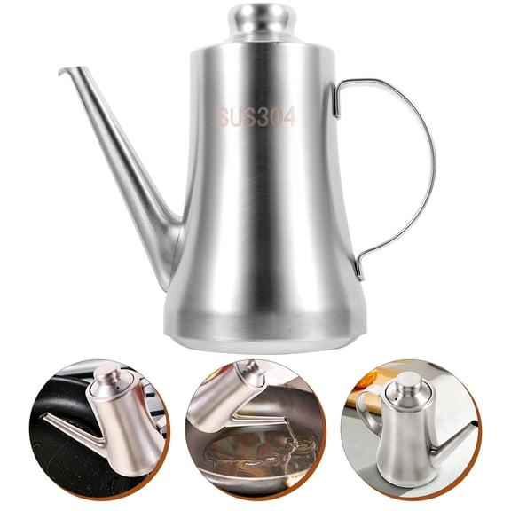 CIMAXIC Steel Oil And Vinegar Bottle Silver Pouring Without Drips 1Set