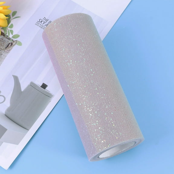 CIMAXIC Star Glitter Tulle Rainbow Glitter Polyester 1Pcs 6 In by 10Yd