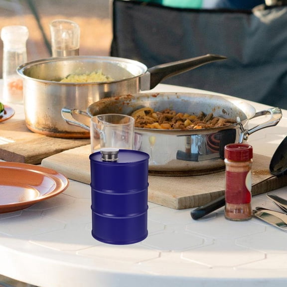 CIMAXIC 1Pack Wine Flask in Blue for Hiking and Picnics 304 Stainless Steel 5.8X3.5X3.5in