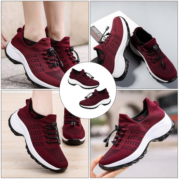 CIMAXIC 1Pair Red Fashionable Fly Knitting Sports Shoes Comfortable Lightweight Outdoor Shoes