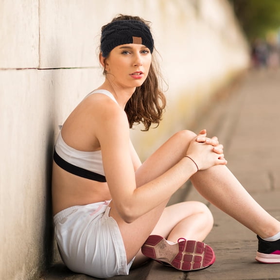 CIMAXIC 1Pc Black Lightweight Knitted Wool Hair Wrap for Fitness and Decorative Wear