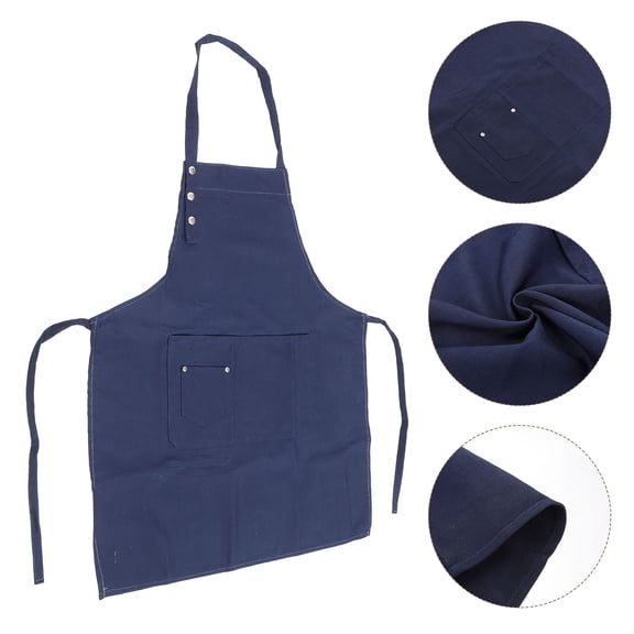 CIMAXIC 1Pc Navy Chef Apron with Adjustable Neck Strap and Pocket for Comfortable Kitchen Cooking
