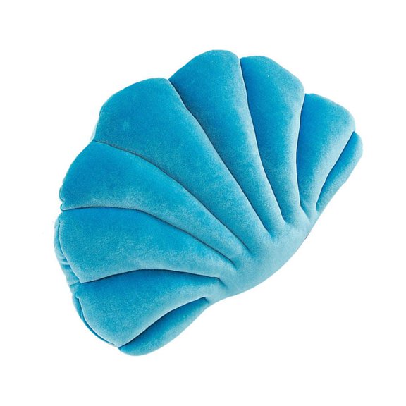CIMAXIC 1Pc Plush Blue Throw Pillow Shell Shape Cushion for Sofa and Home Use