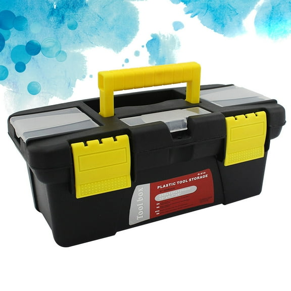CIMAXIC Portable Black Toolbox with Plastic Case, Flexible Opening, Secure Buckle - Compact and Lightweight Storage Solution