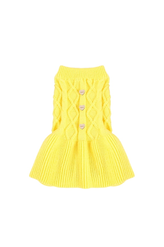 1Pc Yellow Pet Sweater Dress Two-Legged Clothing Stylish Checked Design